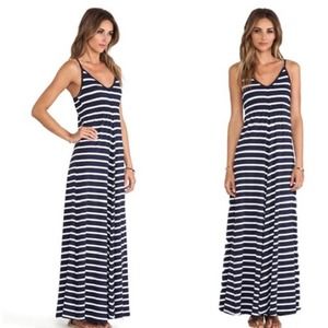 LA Made Revolve Navy Blue White Striped Casual Racerback Maxi Cami Dress